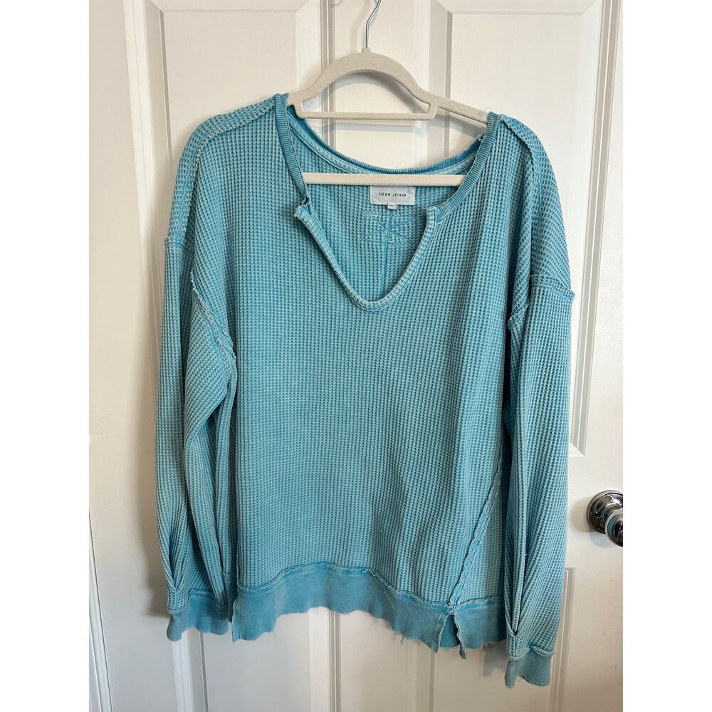Dear John Turquoise Knit Thermal Pullover Large